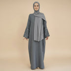 Moon Embroidery Cardigan Open Abaya Dress