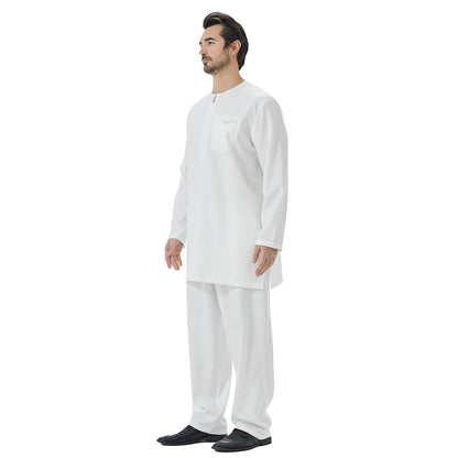 2 Pieces Set Muslim Arab Men Tops And Pants Suit Set #26T849