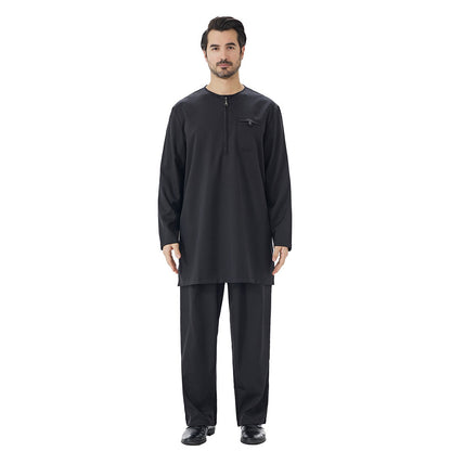 2 Pieces Set Muslim Arab Men Tops And Pants Suit Set #26T849
