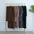 Muslim Women Daily Wear 2 Pieces Set Open Abaya Dress With Skirt #251091
