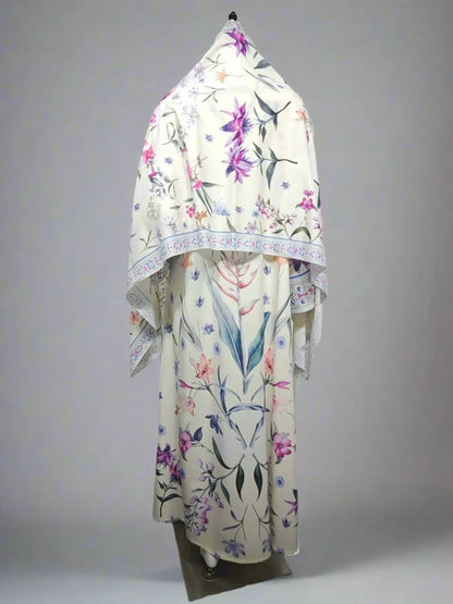 Printed Cardigan Open Abaya Dress With Matching Hijab #25223