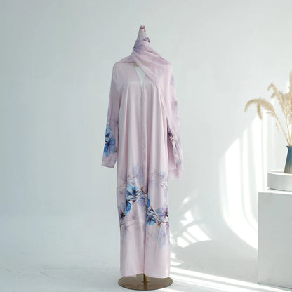 Middle East Arba Dubai Printed Open Abaya Dress With Hijab #251118