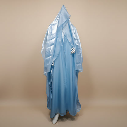 Shiny Satin Open Abaya Dress With Matching Hijab #25230