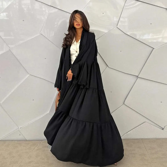 فستان عباية مفتوح من الأمام بأكمام واسعة مطرز #25232