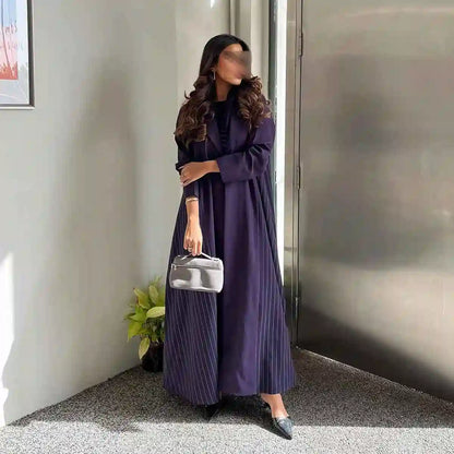 Cardigan Open Abaya Dress - Purple - #25178