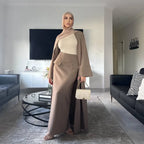 طقم عباية مفتوح مع تنورة للنساء المسلمات من قطعتين #251072