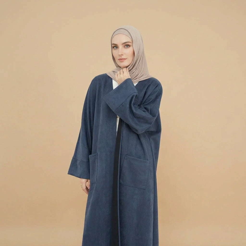 Winter Fall Velvet Cardigan Open Abaya Coat