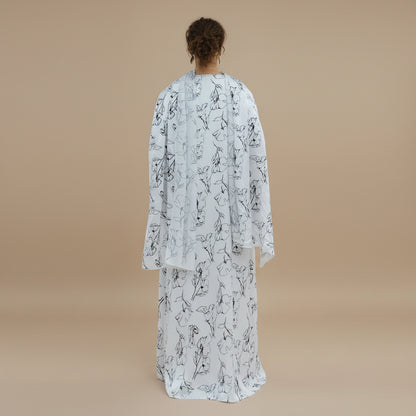 Satin Printed Open Abaya Dress For Women - Lining optional - With A Matching Hijab - #261304