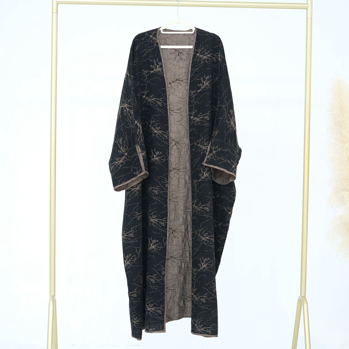 عباية مفتوحة من الجاكار قابلة للعكس للنساء المسلمات #26B012