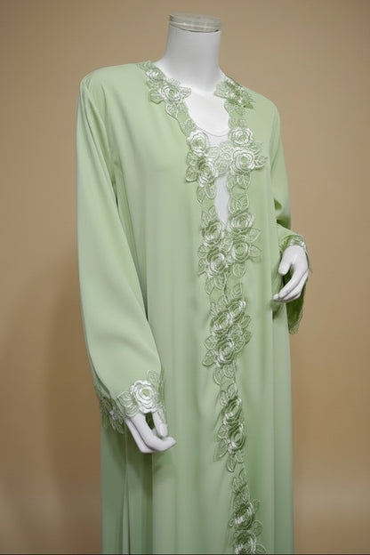 عباية نسائية مفتوحة بتطريزات الزهور والتصاميم المتقاطعة #26276