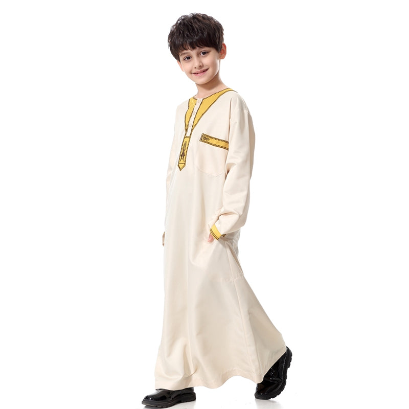 Muslim Boy Arab Embroidery Thobe Thawb