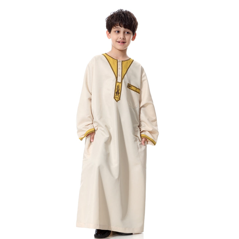 Muslim Boy Arab Embroidery Thobe Thawb