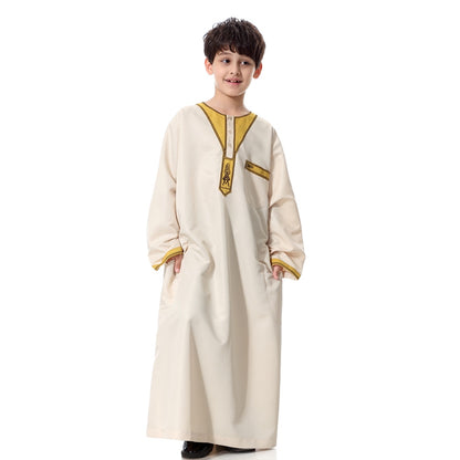 Muslim Boy Arab Embroidery Thobe Thawb