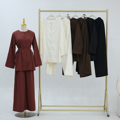 Daily Wear Muslim Women 2 Pieces Set Tops And Pants Suit Set #251312