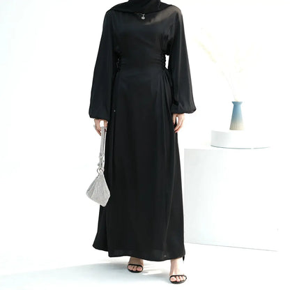 Satin Muslim Women Abaya Dress