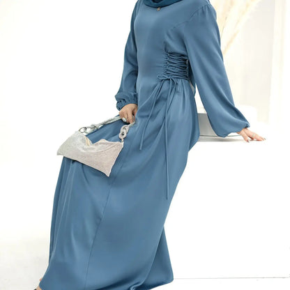 Satin Muslim Women Abaya Dress