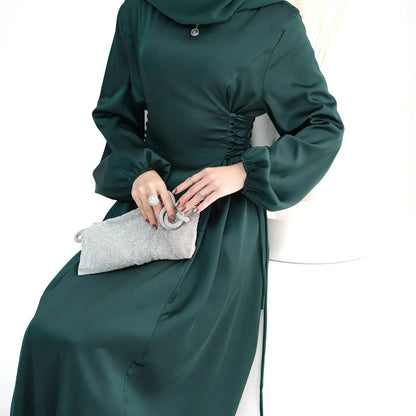 Satin Muslim Women Abaya Dress