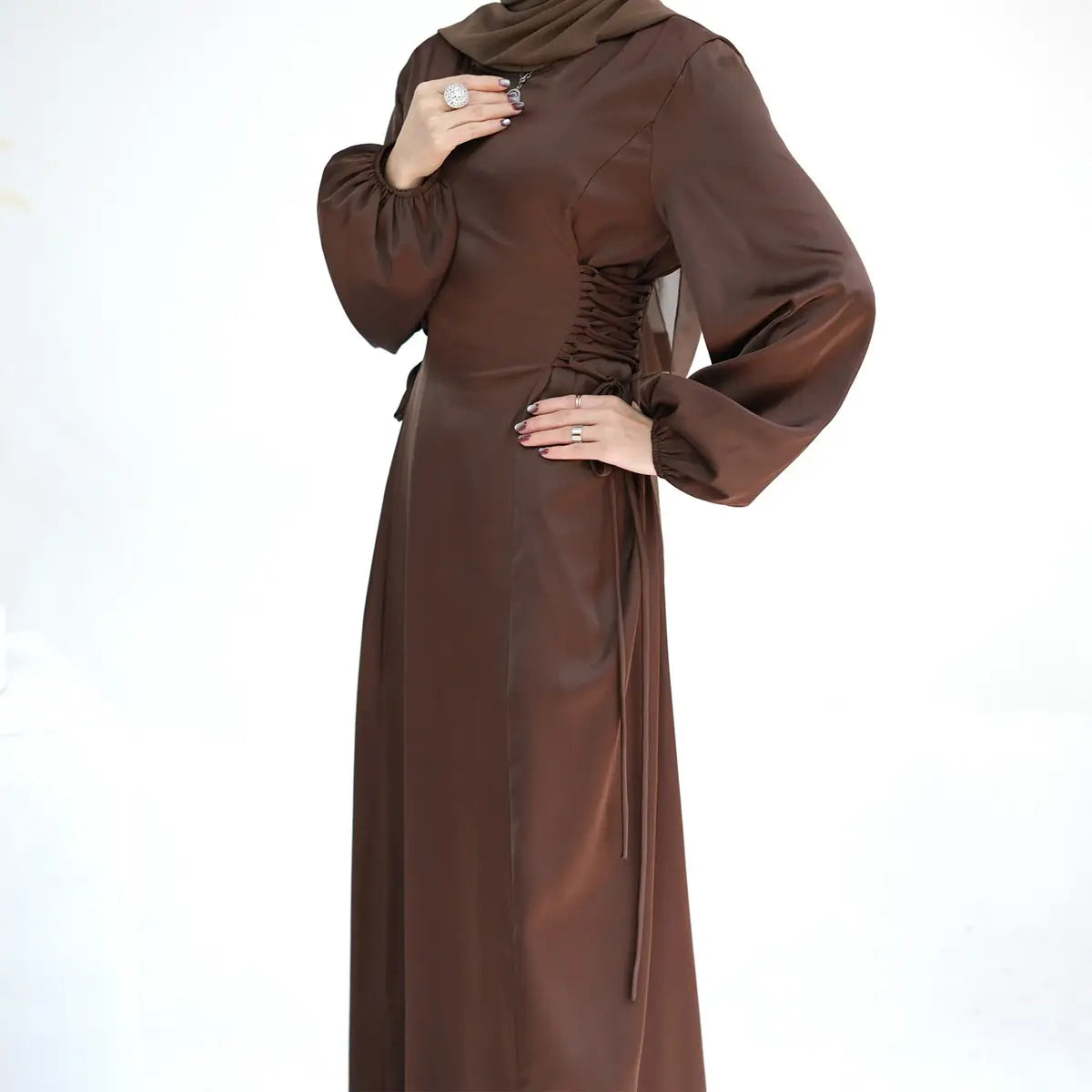 Satin Muslim Women Abaya Dress