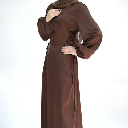 Satin Muslim Women Abaya Dress
