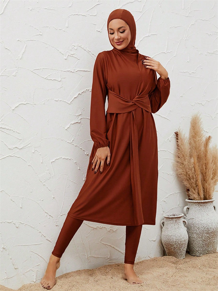 طقم ملابس سباحة بوركيني مكون من 3 قطع للنساء المسلمات، ملابس سباحة حلال #2611036