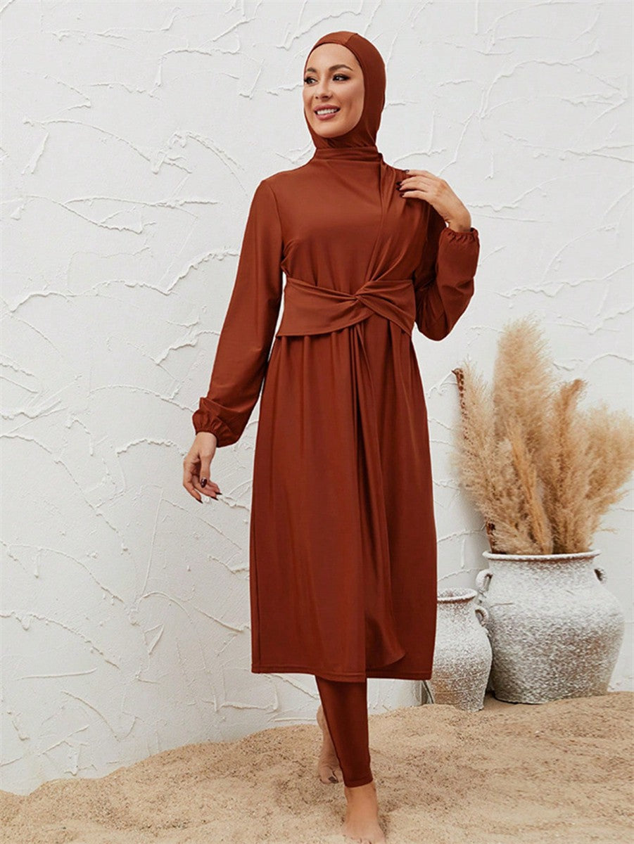 طقم ملابس سباحة بوركيني مكون من 3 قطع للنساء المسلمات، ملابس سباحة حلال #2611036