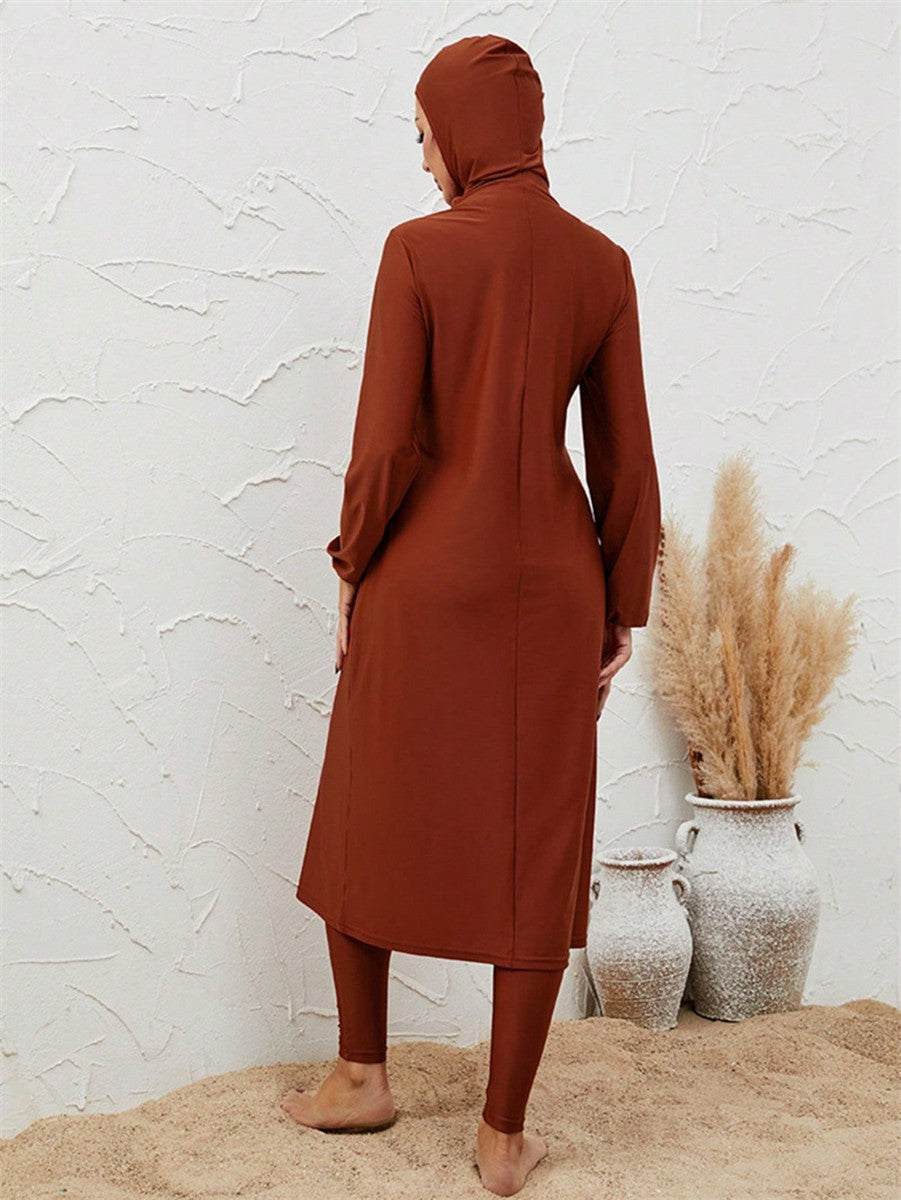 طقم ملابس سباحة بوركيني مكون من 3 قطع للنساء المسلمات، ملابس سباحة حلال #2611036