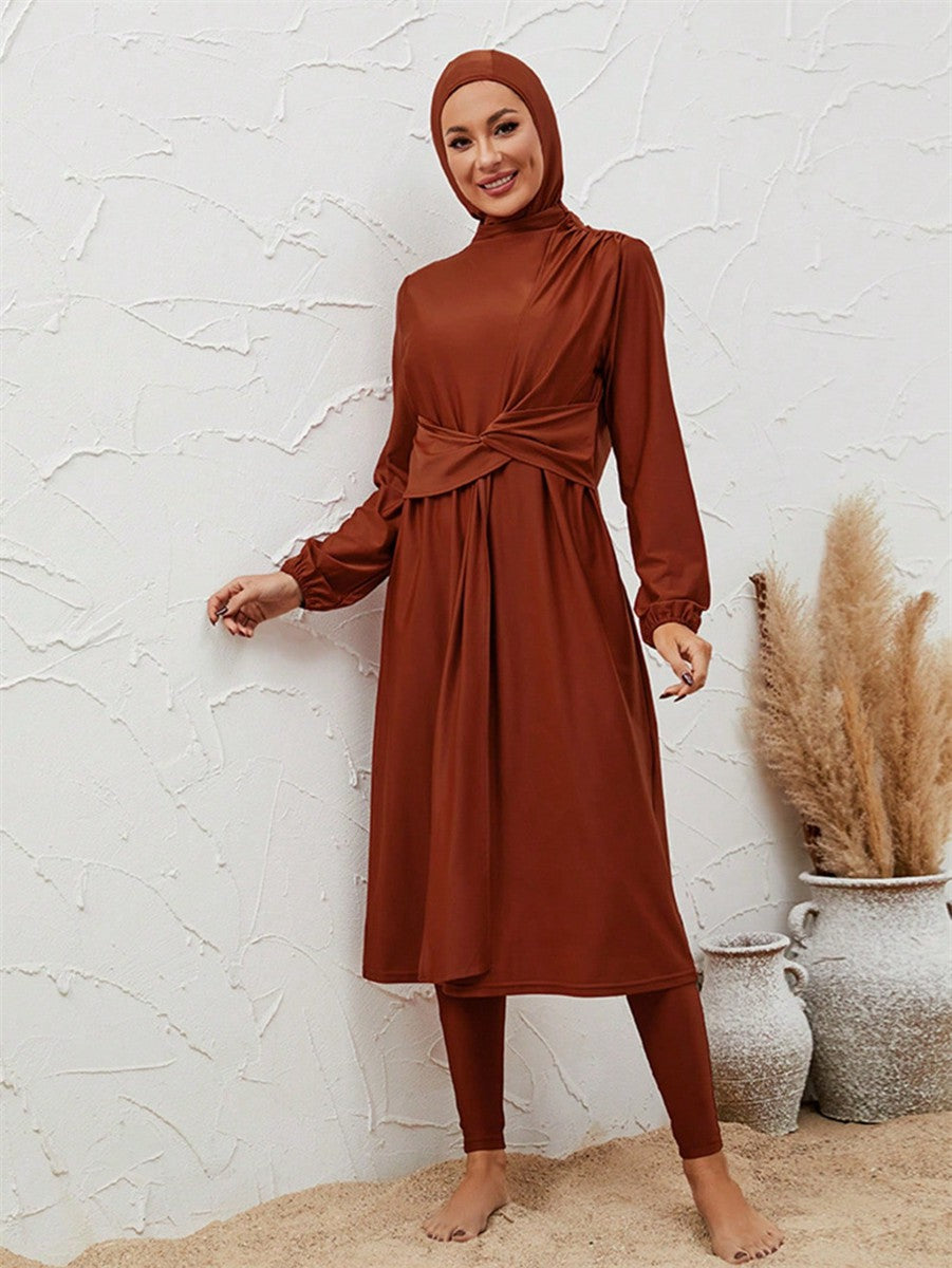 طقم ملابس سباحة بوركيني مكون من 3 قطع للنساء المسلمات، ملابس سباحة حلال #2611036