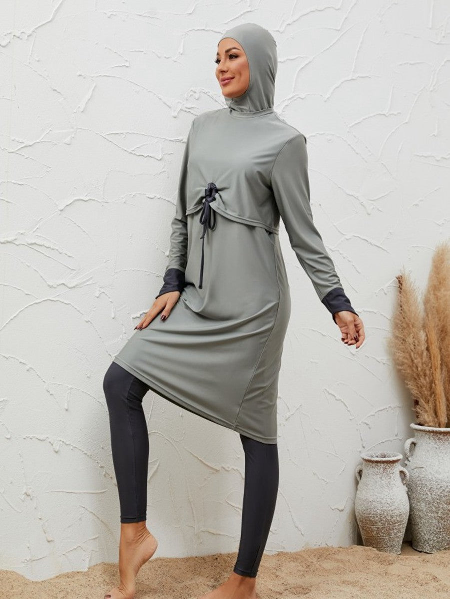 طقم ملابس سباحة بوركيني مكون من 3 قطع للنساء المسلمات #2611068