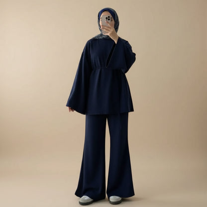 Muslim Women Daily Wear 2 Pieces Set Tops And Pants Suit Set #251131