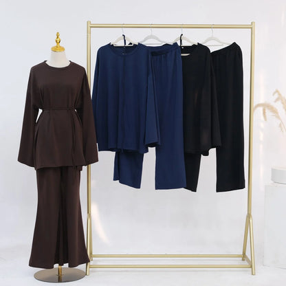 Muslim Women Daily Wear 2 Pieces Set Tops And Pants Suit Set #251131