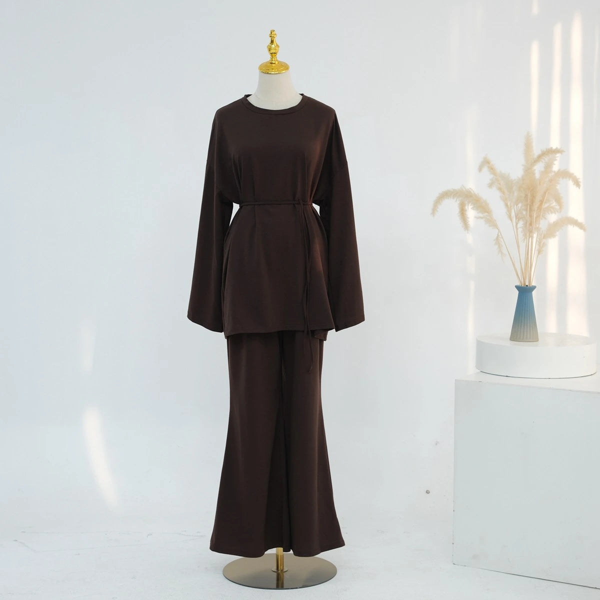 Muslim Women Daily Wear 2 Pieces Set Tops And Pants Suit Set #251131