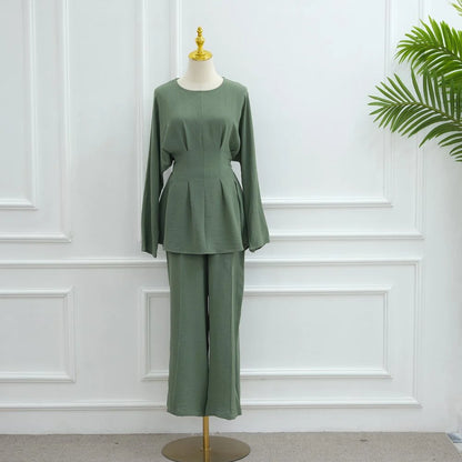 Muslim Women Daily Wear 2 Pieces Set Tops And Pants Set #251094