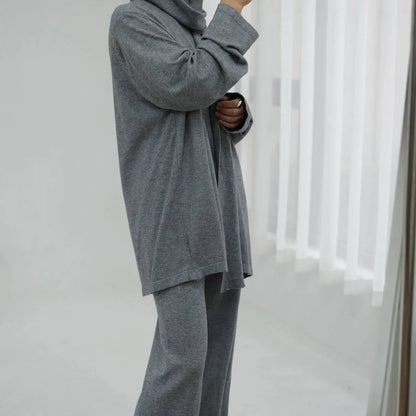 Winter Fall Muslim Women Knitted 2 Pieces Set Tops And Pants Suit Set #25W001