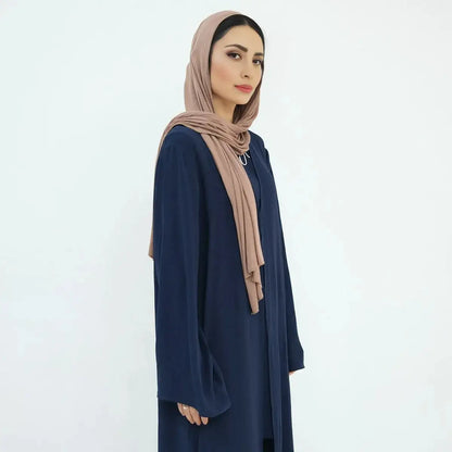 3 Pieces Set Sleeveless Tops Pants Suit With Open Abaya Dress For Muslim Women