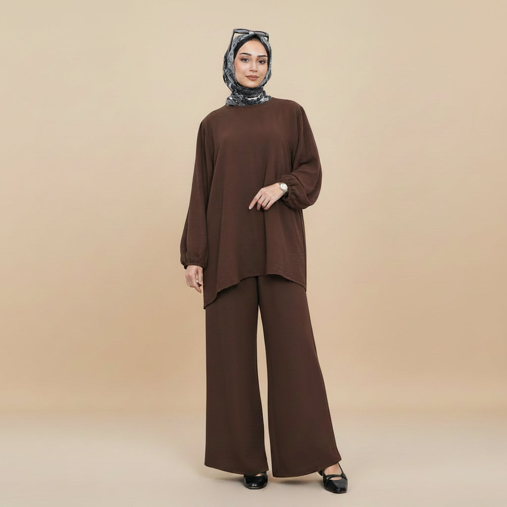 Daily Wear Muslim Women 2 Pieces Set Tops And Pants Suit Set #251325
