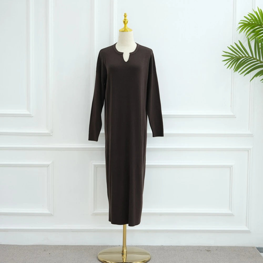 Winter Fall Heavy Thick Knitted Abaya Dress #25W011