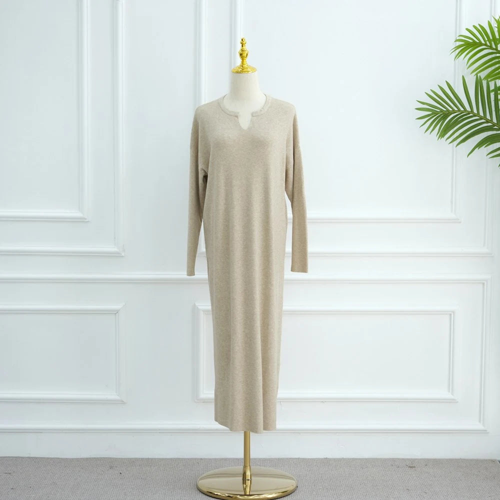 Winter Fall Heavy Thick Knitted Abaya Dress #25W011