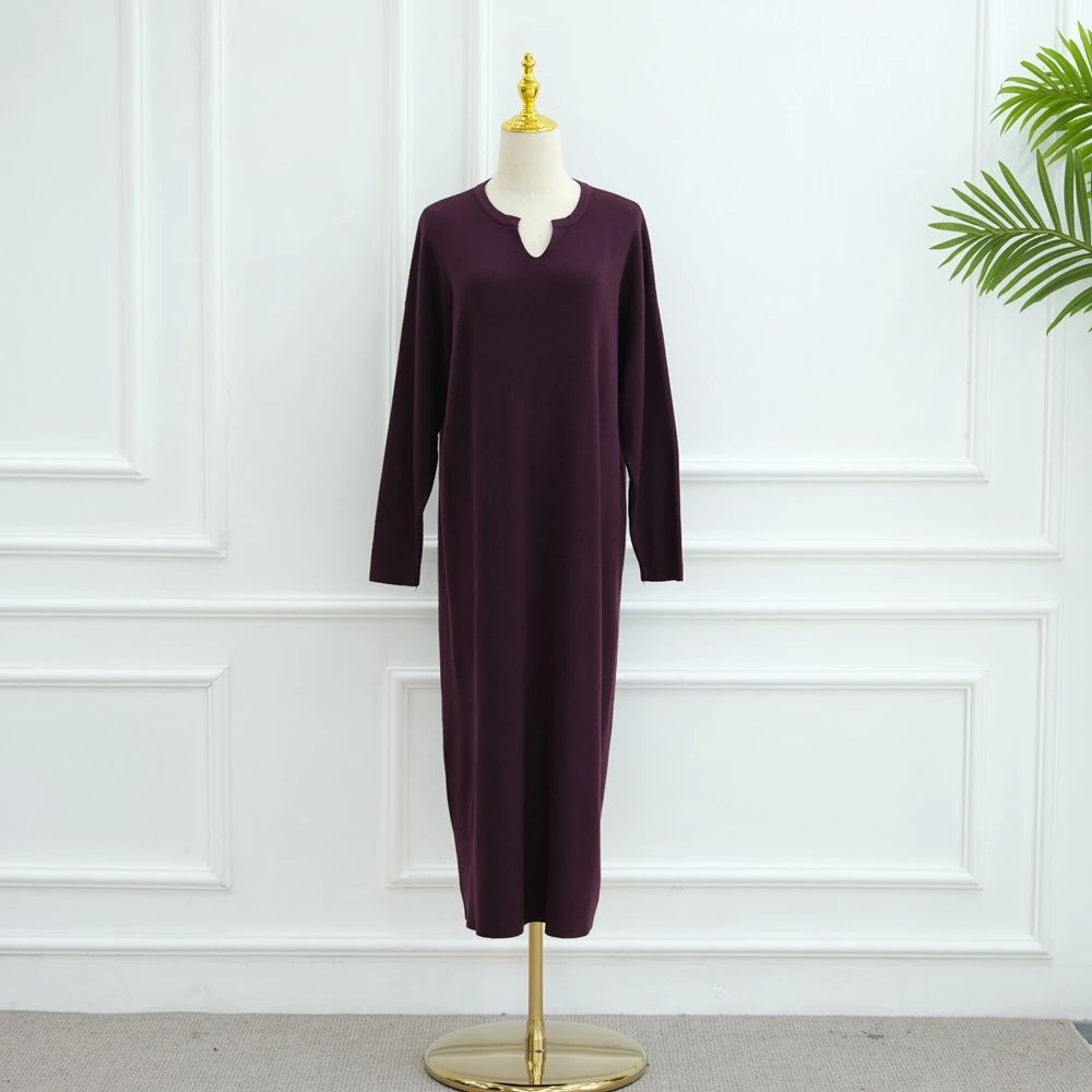 Winter Fall Heavy Thick Knitted Abaya Dress #25W011