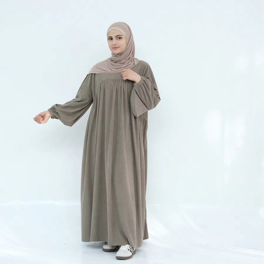 فستان عباية مخملي سميك للشتاء والخريف