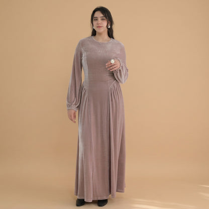 Winter Fall Muslim Women Thick Velvet Waist Abaya Dress #261998