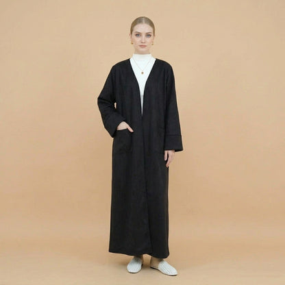 Winter Fall Velvet Cardigan Open Abaya Coat