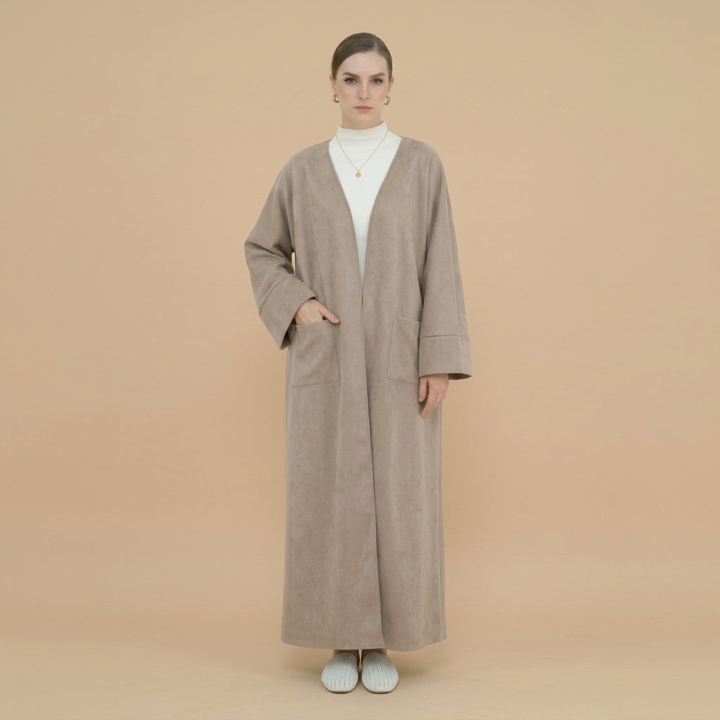 Winter Fall Velvet Cardigan Open Abaya Coat