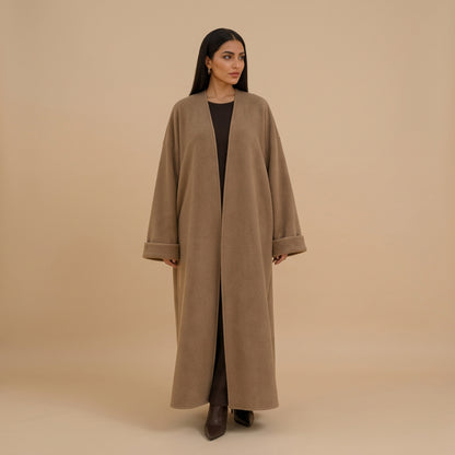 Winter Fall Thick Muslim Women Open Abaya Dress Coat #261405