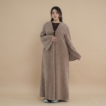 Winter Fall Muslim Women Knitted Velvet Open Abaya Dress Coat #261394