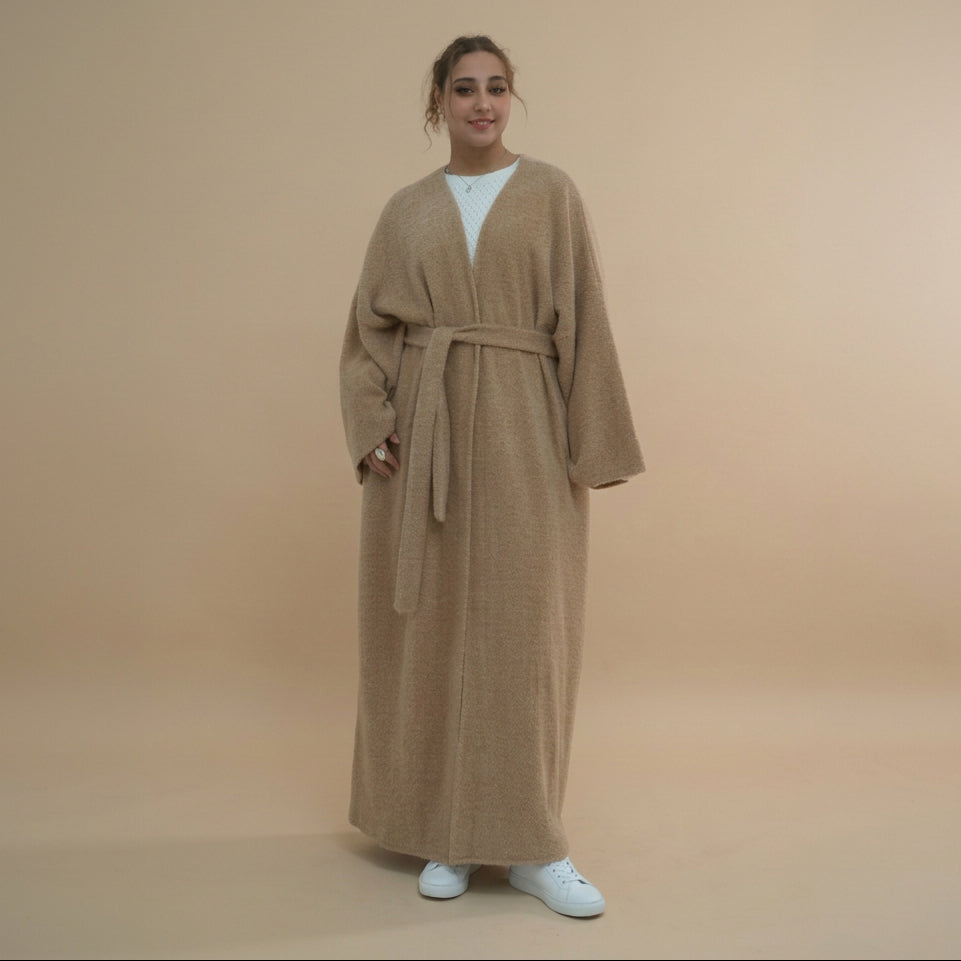 عباية مفتوحة من المخمل السميك مناسبة للشتاء والخريف للنساء المسلمات #251125