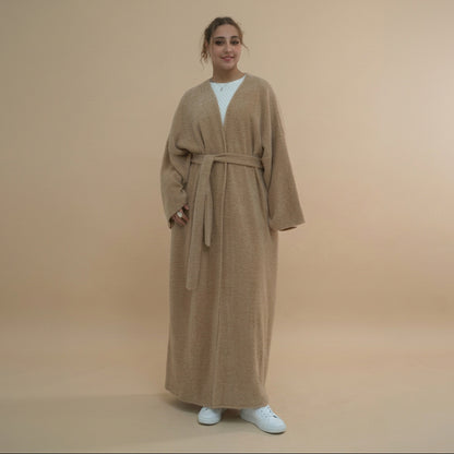 عباية مفتوحة من المخمل السميك مناسبة للشتاء والخريف للنساء المسلمات #251125