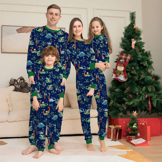 Printed Dinosaur Christmas Pajamas Sets Family Matching Sleepwear Loungewear