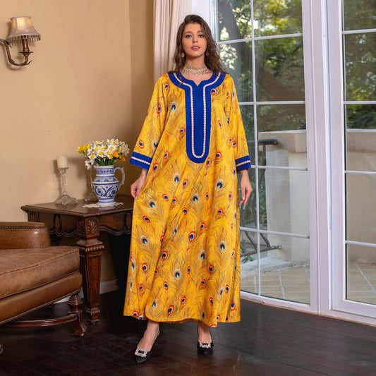 قفطان رمضان عيد المرأة فستان قفطان مع وشاح حجاب