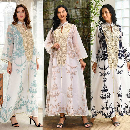 Dubai Arab Eid Embroidered Evening Kaftan Dress
