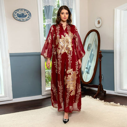 Eid Luxury Caftan Kaftan Dress Jalabiya With Sequins Embroidered